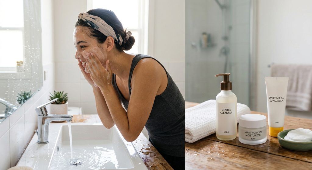 Simple daily skincare routine for acne-prone skin